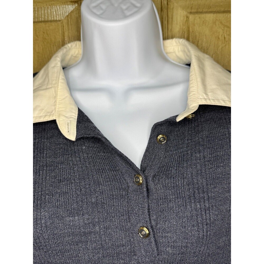 ST. JOHN Sport by Marie Gray Long Sleeve Sweater Gray Cream Womens Wool Rayon - Picture 2 of 8